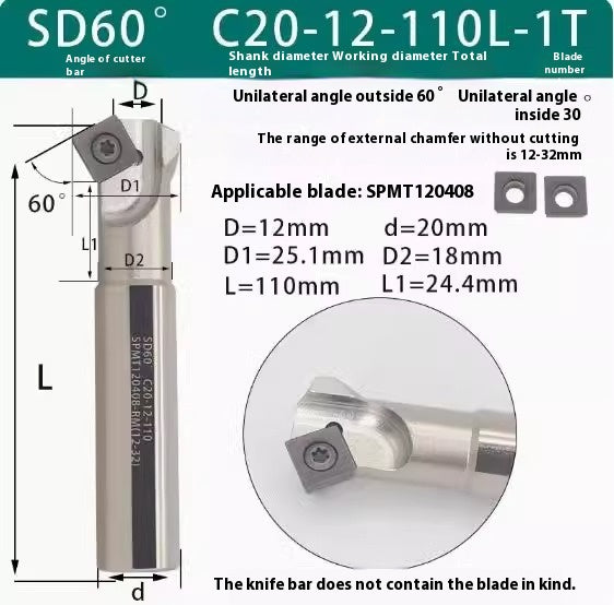 6037 45 degree inside and outside positive and negative chamfering cutter CNC rounding chamfering cutter SD SPK upper and lower bore reverse pull chamfering cutter bar Shandong Denso Pricision Tools Co.,Ltd.